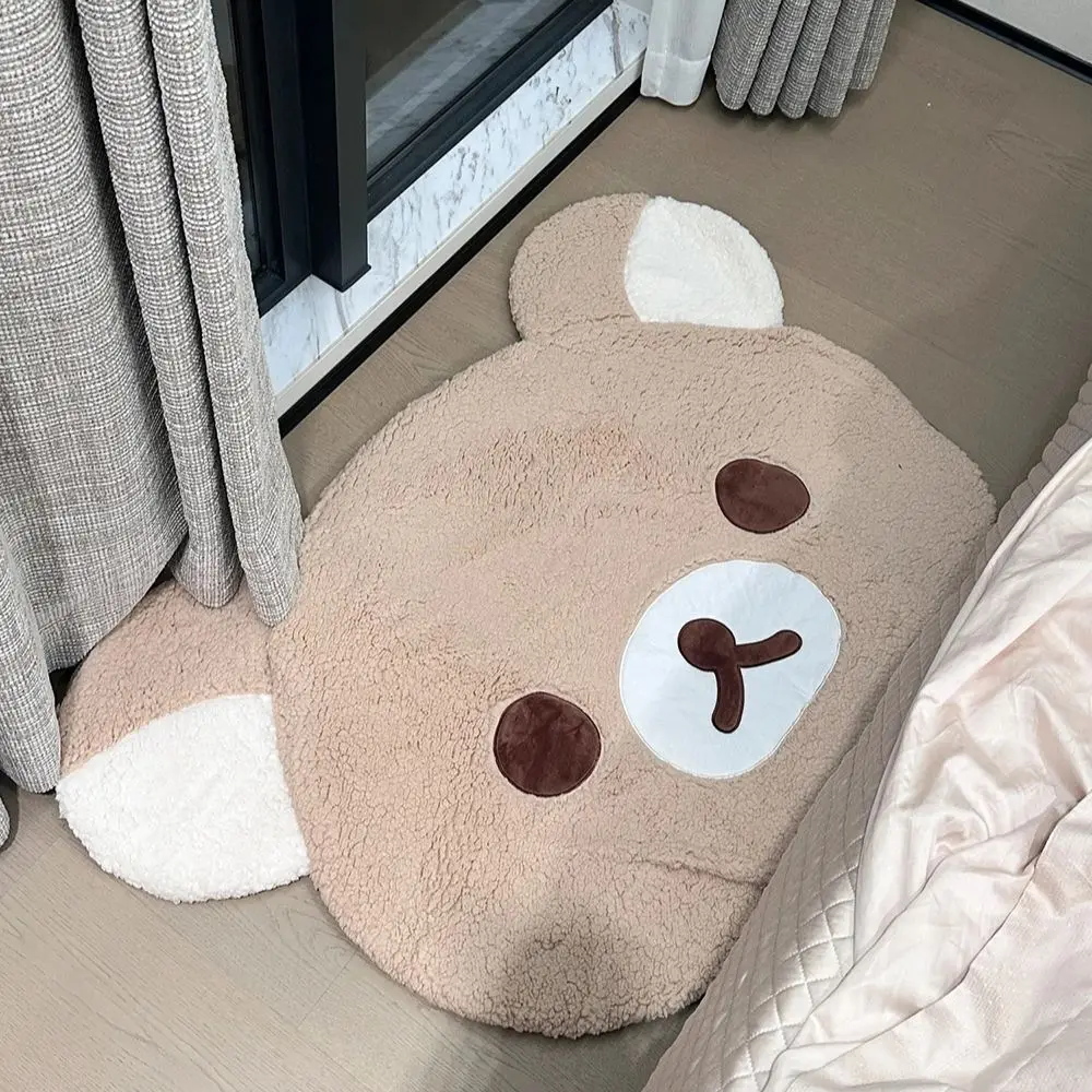 Cartoon Rilakkumas Plush Rug Kawaii Korilakkuma Bear Carpet Bedroom Chair Bedside Lounge Floor Mat Bathroom Doormat Home Deco