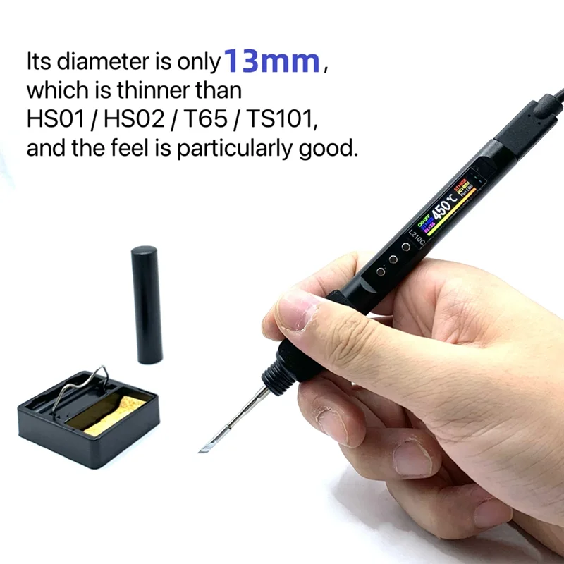 AT51-L245C PD 100W 휴대용 전기 납땜 인두 50-500 ° C 조정 가능한 온도 컬러 스크린 DIY 수리 도구