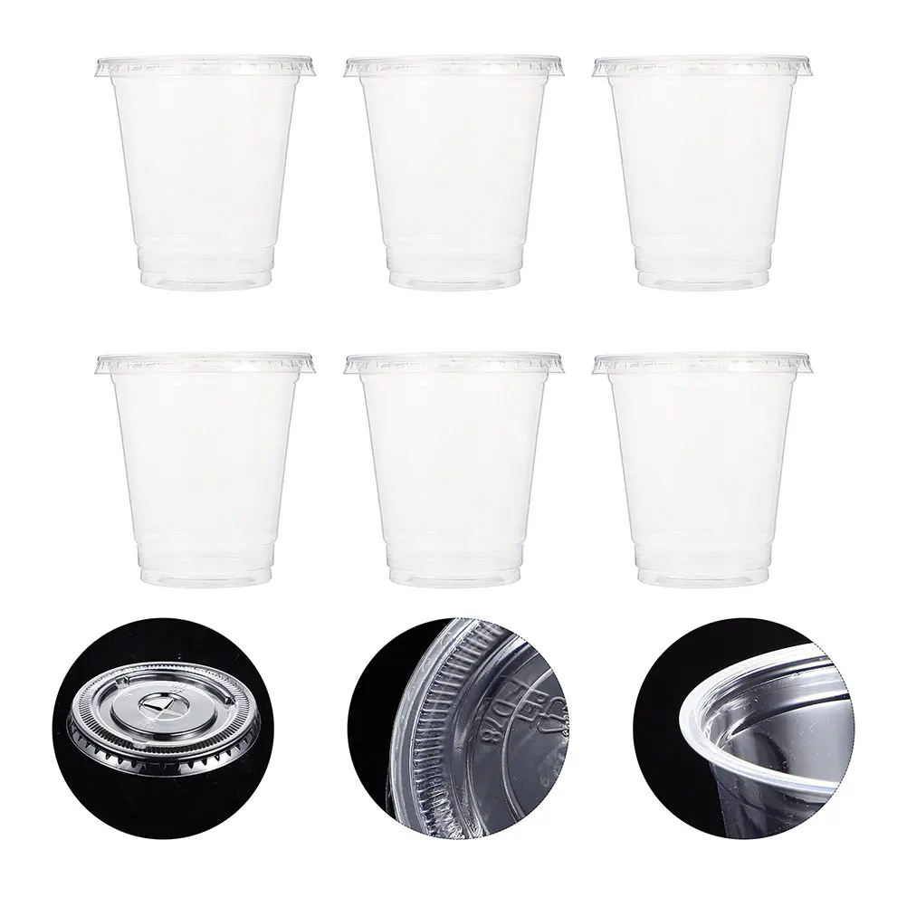 

100pcs Disposable Milk Tea Cups Clear Plastic Beverage Juice Mugs Lids PET Material Transparent Outdoor Tableware Camping