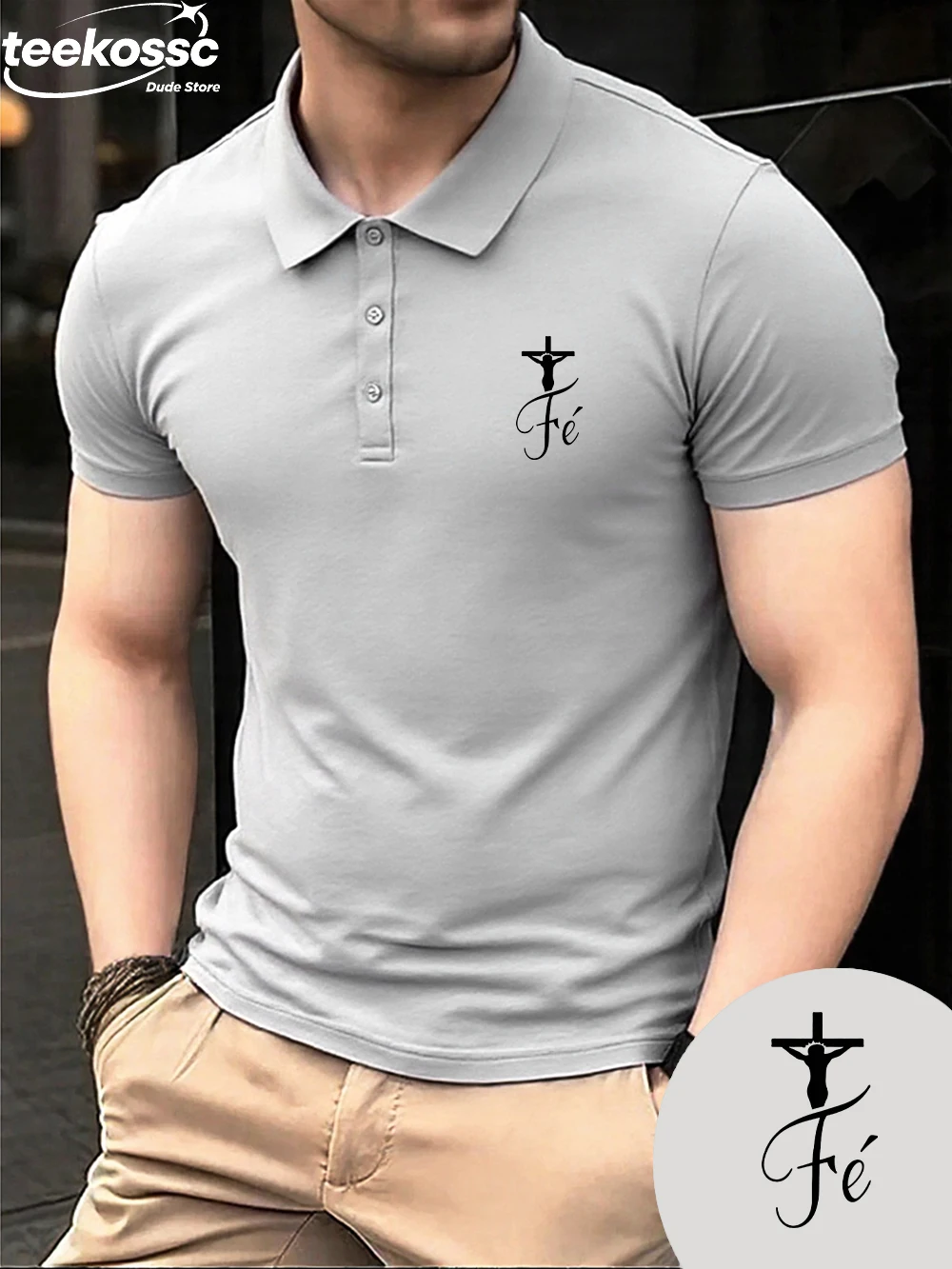 

Рубашка-поло с принтом креста и Иисуса, мужские топы с короткими рукавами для поездок на работу, летние дышащие футболки с лацканами, спортивная мужская одежда