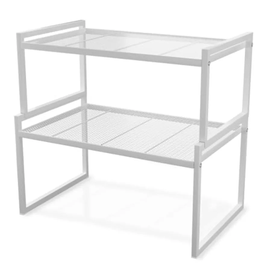 

Set of 2 Kitchen Cabinet Organizer Shelf Stackable Sturdy Metal Counter Countertop Pantry Storage Rack