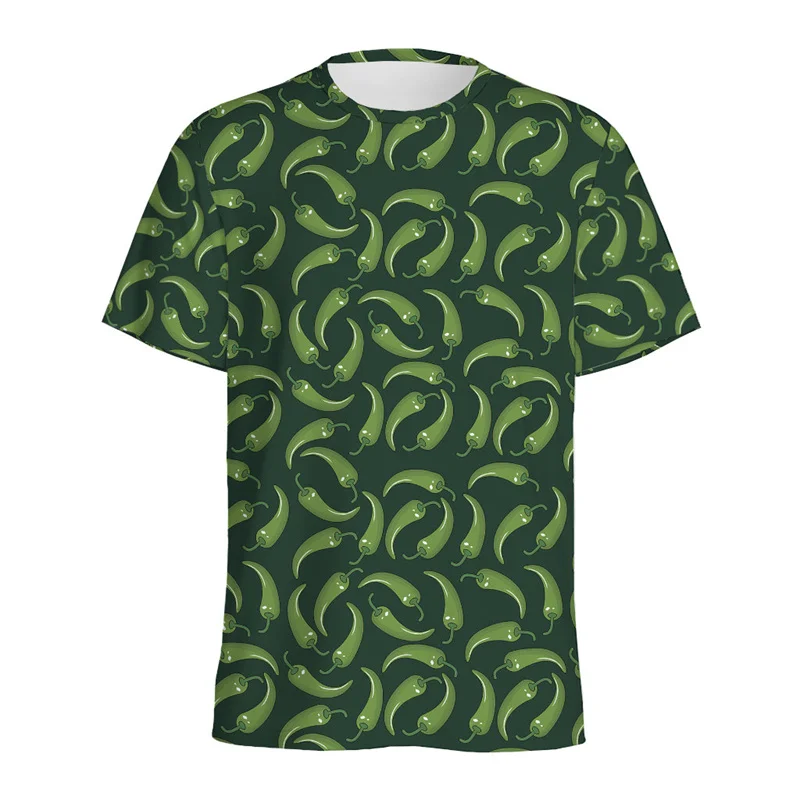 Colorful Peppers 3D Printed T-shirt For Men Summer Casual Short Sleeve Pullover O-Neck Tees Chili Pattern Tops Street T Shirts image 5