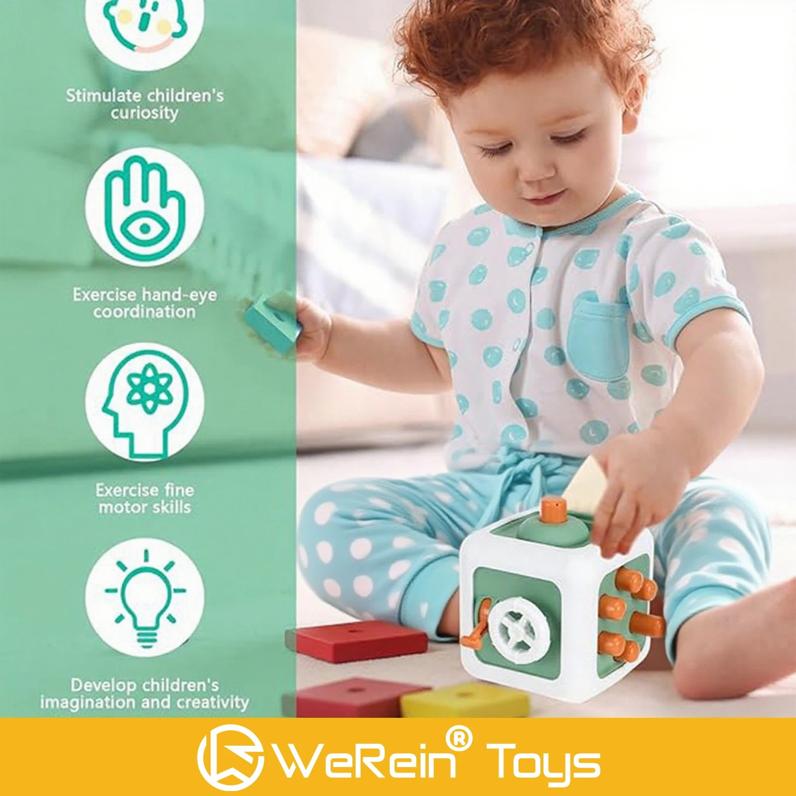 6-in-1 マルチカラー ビジーボール インタラクティブおもちゃ 手と目の協調と論理的思考 男の子/女の子の赤ちゃんへのクリスマスプレゼント