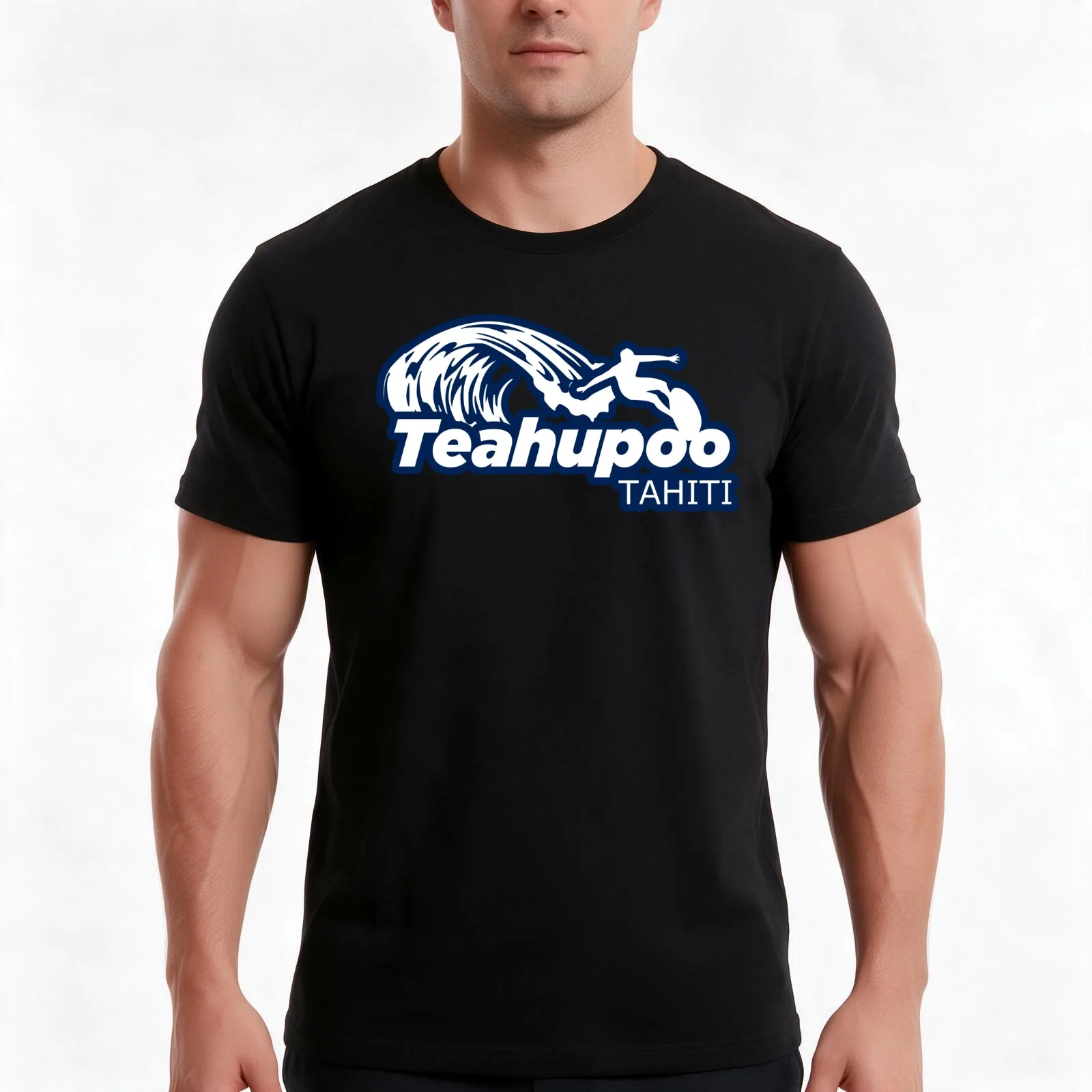 Teahupoo Surf Break, white font. Tahiti T-Shirt, Summer Casual Cotton Tee, Oversized Streetwear Tops, Vintage Graphic Print
