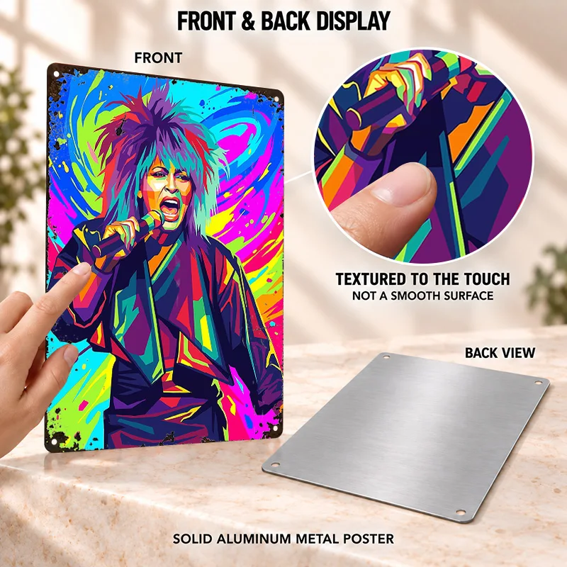 Tina Turner Singer Printed Posters Personalized Aluminum Metal Sign Rock Soul Theme Wall Art For Home Office Or Listening Room