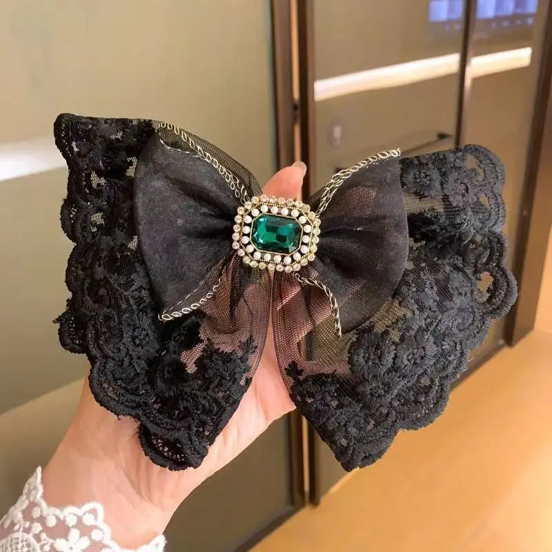 المرأة الجديدة أربعة مواسم الراقية الأميرة المتضخم القوس الدانتيل الماس أزياء جميلة دبوس الشعر إكسسوارات الشعر #4