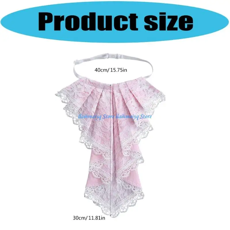 573B المستعمرة ذوي الياقات الزخرفية الأنيقة الدانتيل الدانتيل تصميم الطبقات Jabot فو فو فو