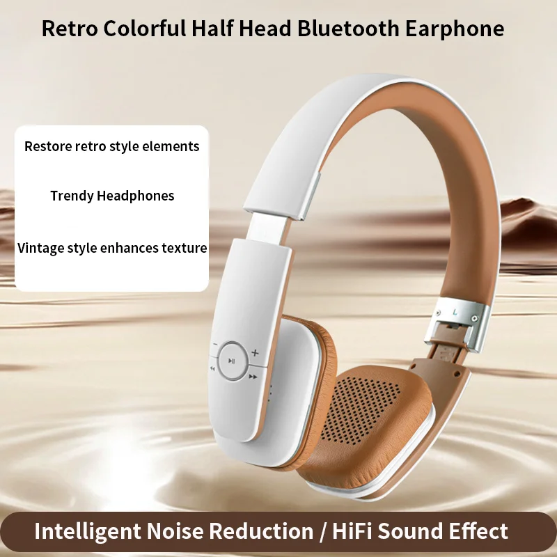 Retro Bluetooth Headphone Half Head Wearing Long Battery Life HiFi Sound Effect Multiple Colors Comfortable Wear Headset