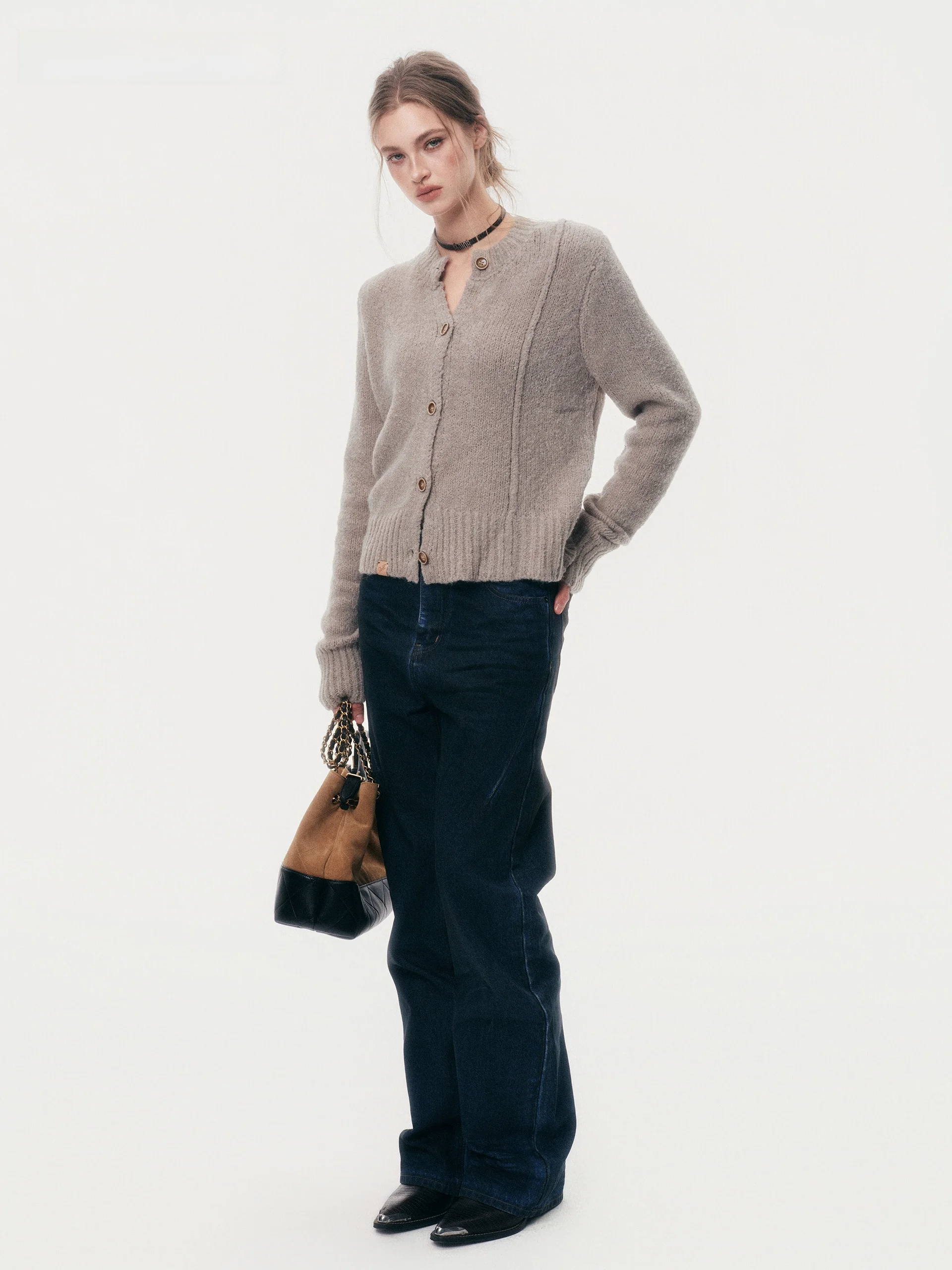 

Warm Wool Blend Fce Knitted Open Cardigan Skin-friendly Sweater Thi Winter Outerwear Commute Sle Regular Sve Long