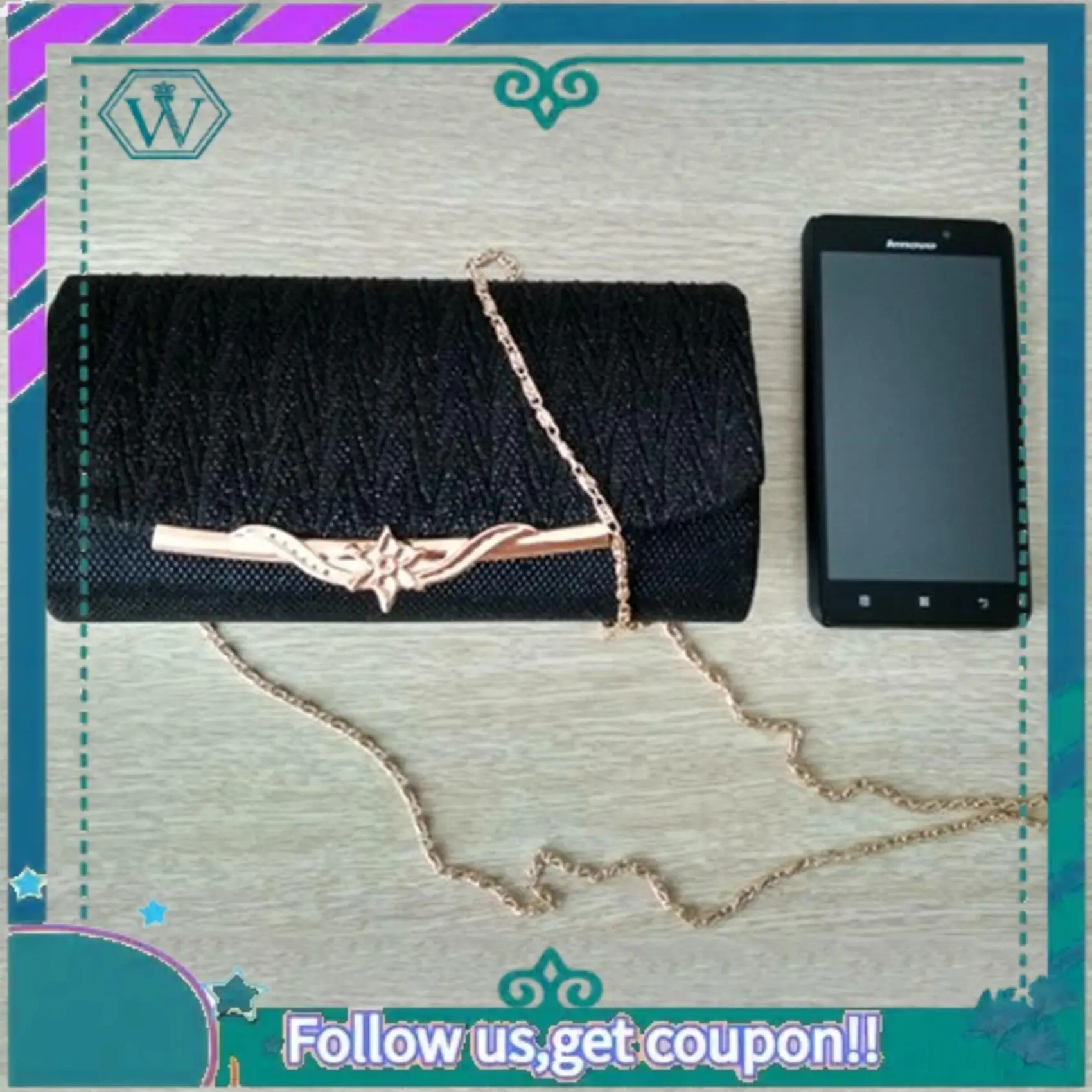 

A09P 2X Women Evening Bag Party Banquet Glitter Bag For Women Girls Wedding Clutches Handbag Chain Shoulder Bag(Black)