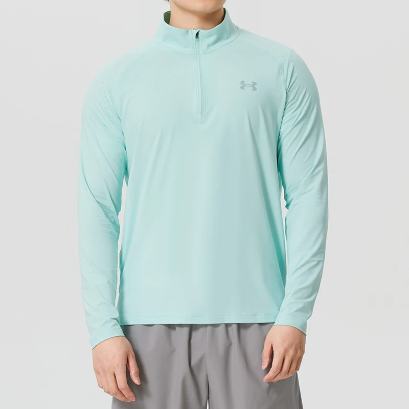 

Under Armour Men's Sports Quick-Drying Long-Sleeved T-Shirt with Stand-Up Collar and Half Placket, Breathable Fitness Running Training Clothing 6009508-703