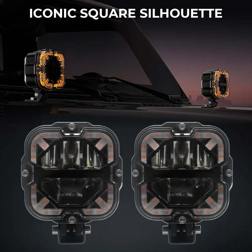 2PCS LED Driving Lights Work Lights DRL Extension Wire Acessories For Jeeps 4x4 Off road vehicle ATV SUV Truck Tractor Trailers
