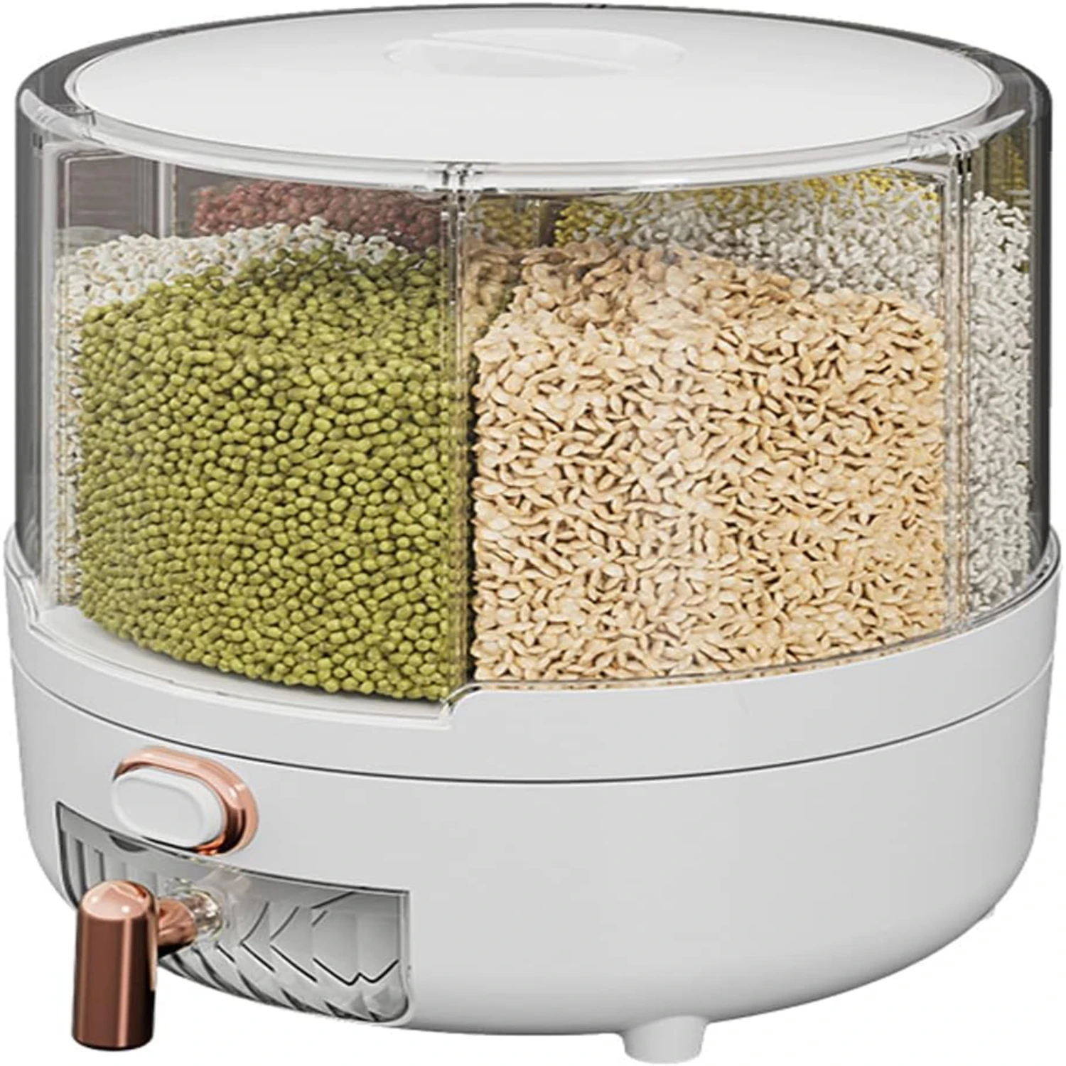 

Efficient Multifunctional Rotating Grain Container Dispenser - 10LB Capacity, Ideal for Organizing Rice and Small Grains in Kitc