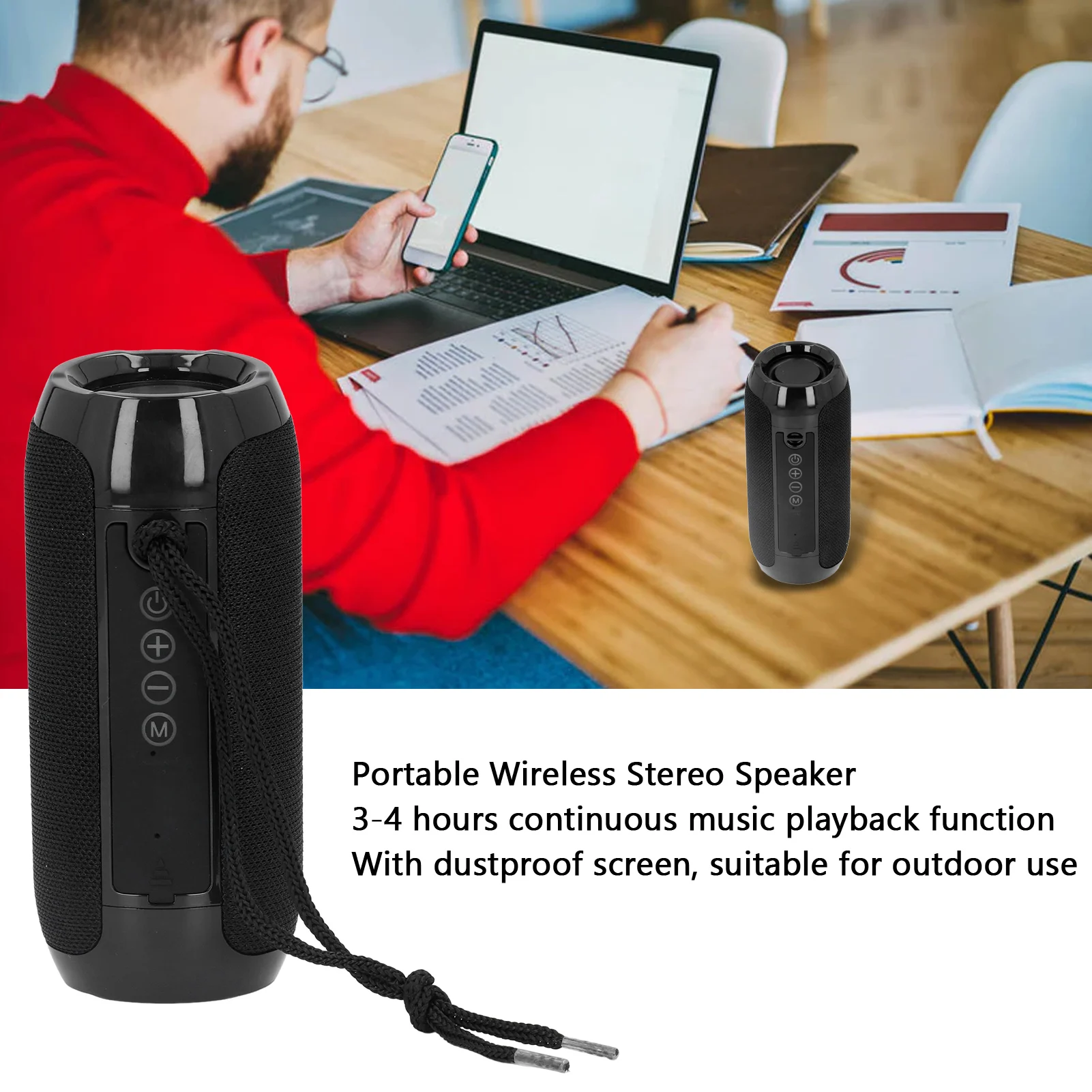 Portable Bluetooth Speaker USB Charging Outdoor Wireless Stereo Speaker Built in Battery