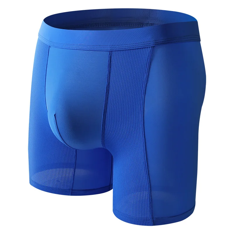 

Men's Ice Silk Underwear Sports Quick Drying Men Thin Lengthen Underpants Sexy Breathable U Bulge Pouch Long Leg Boxer Shorts
