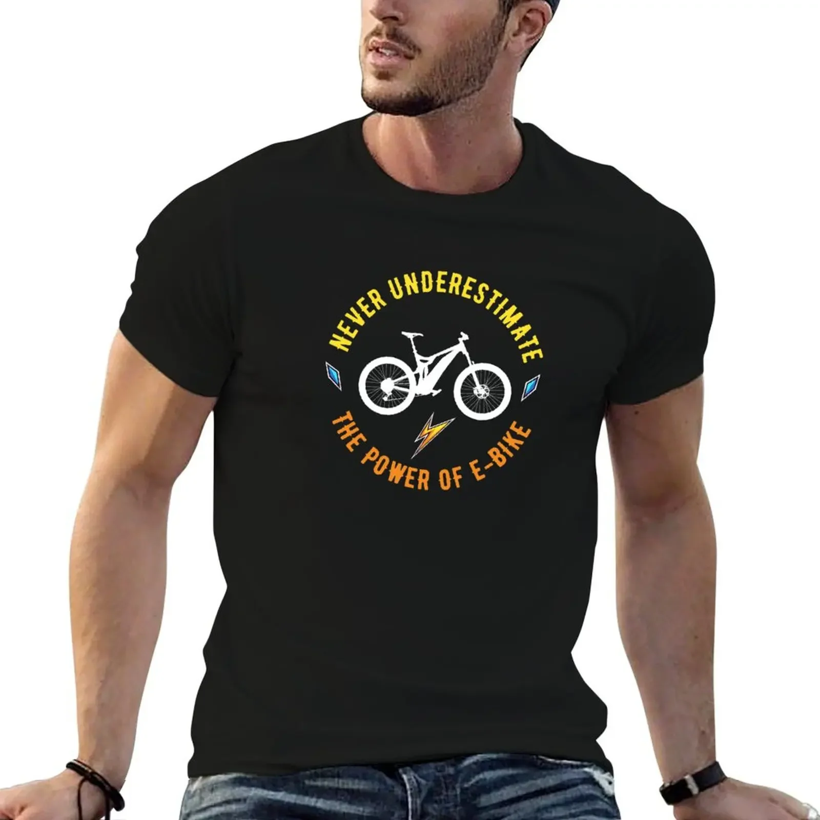 Never Underestimate the Power of E-Bike eBike T-Shirt oversized t shirt anime tshirt mens graphic t-shirts