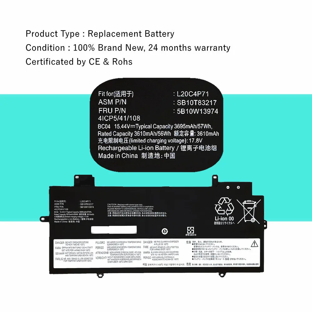 L20C4P71 L20M4P71 battery For Lenovo ThinkPad X1 Carbon Gen 9 10 X1 Carbon 2021 2022 Yoga Gen 6 7 X1 Yoga L20D4P71 L20L4P71