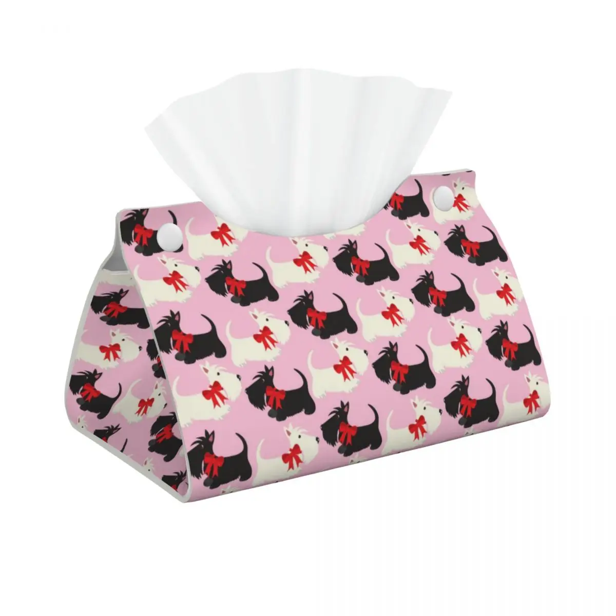 Custom Kawaii Scottish Terrier Puppy Tissue Box Cover Rectangular PU Leather Scottie Dog Facial Tissues Holder for Home