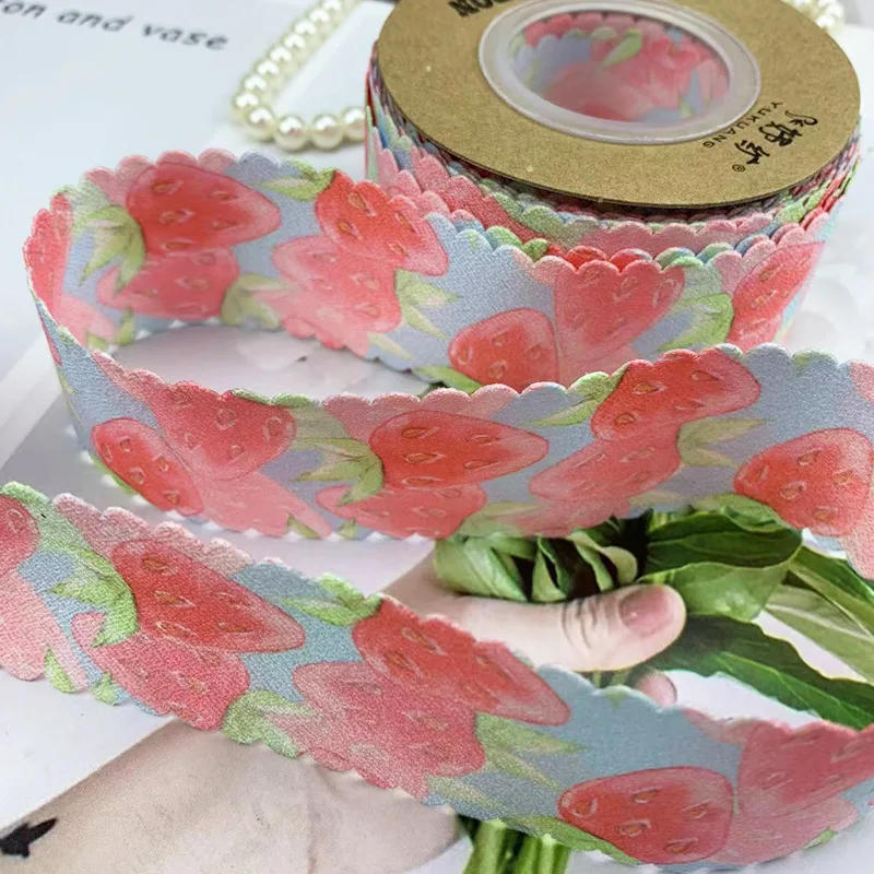 10 Yards 40mm double-sided Wavy lace strawberry ribbon DIY handmade material Headwear for hair bows clothing shoesaccessories 04