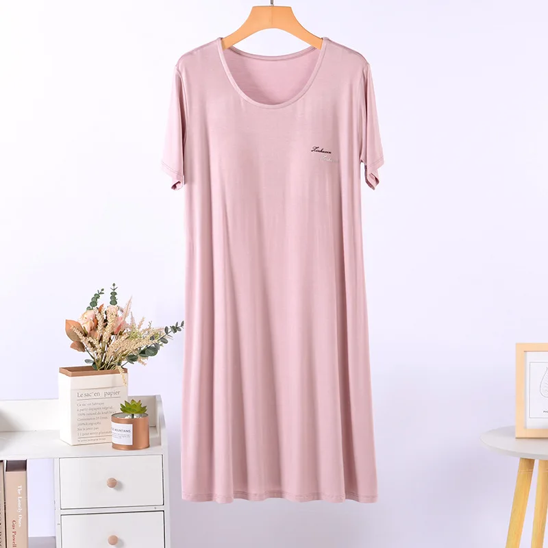 Spring Summer Chest Pad Nightgowns Women New Modal Comfortable Sleepwear Dress Short Sleeve Nightwear Female Short Nightdress