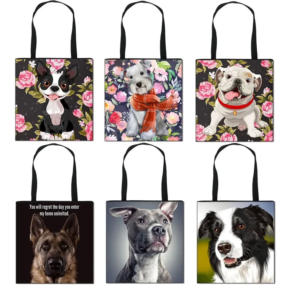 Boston Terrier / Bulldog / German Shepherd Casual Totes Bag Women Handbag Girls Travel Bags Large Capacity Shoulder Storage Bags