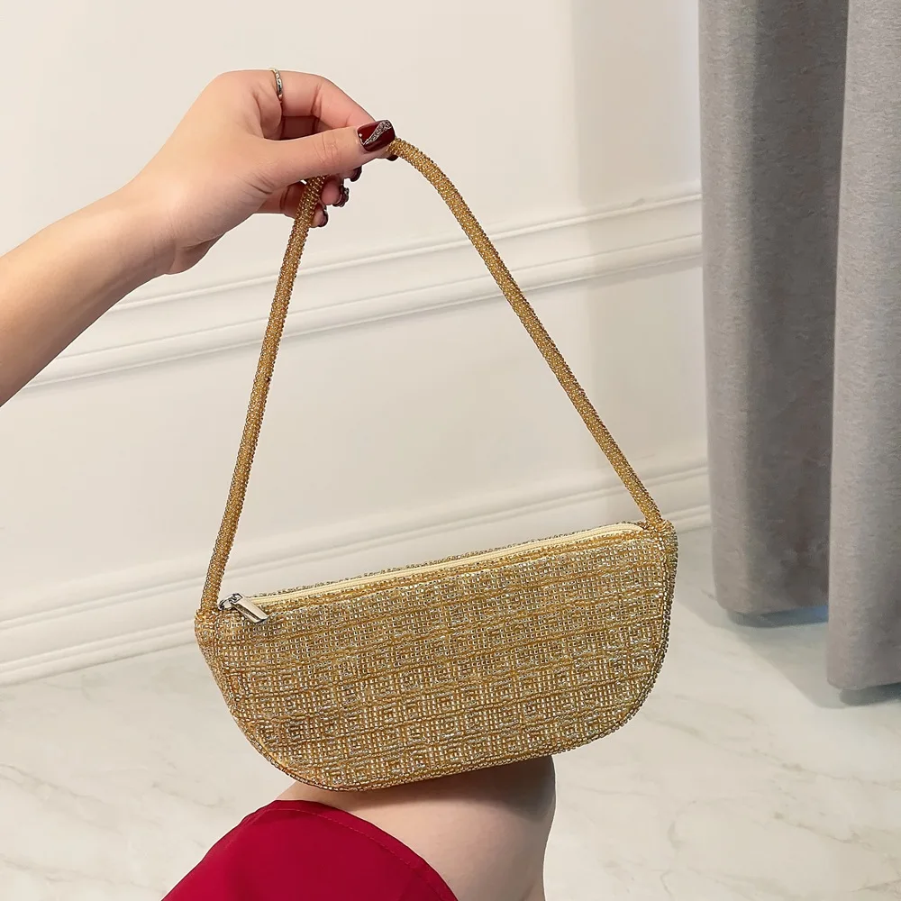 

Fashionable Straw Woven Clutch Bag Women's New Style Versatile Chain Box Bag Evening Bag Crossbody Stylish Polyester Lining