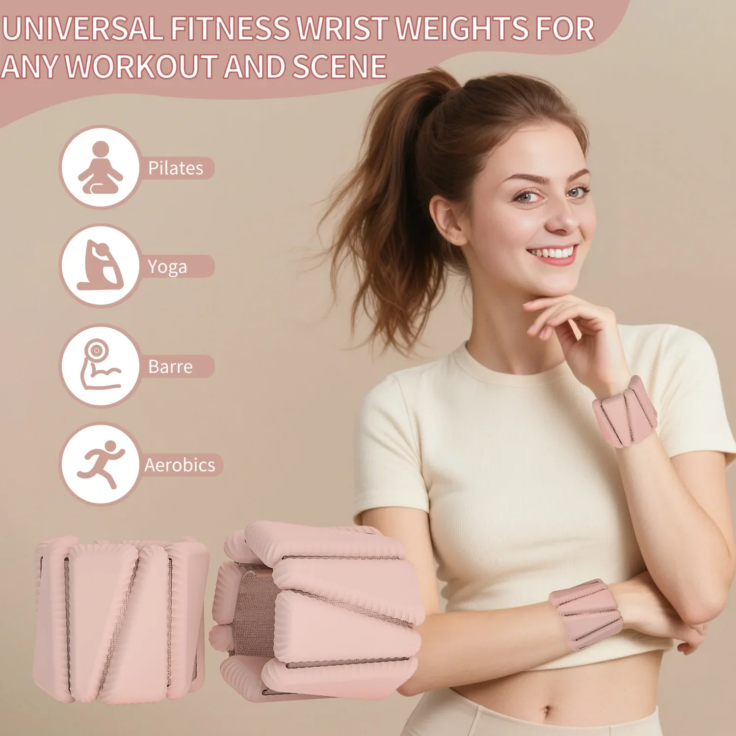 2lb Adjustable Wrist Ankle Weights Velcro Silicone Exercise Equipment for Home Gym Workouts Walking Running Travel Pilates Sport
