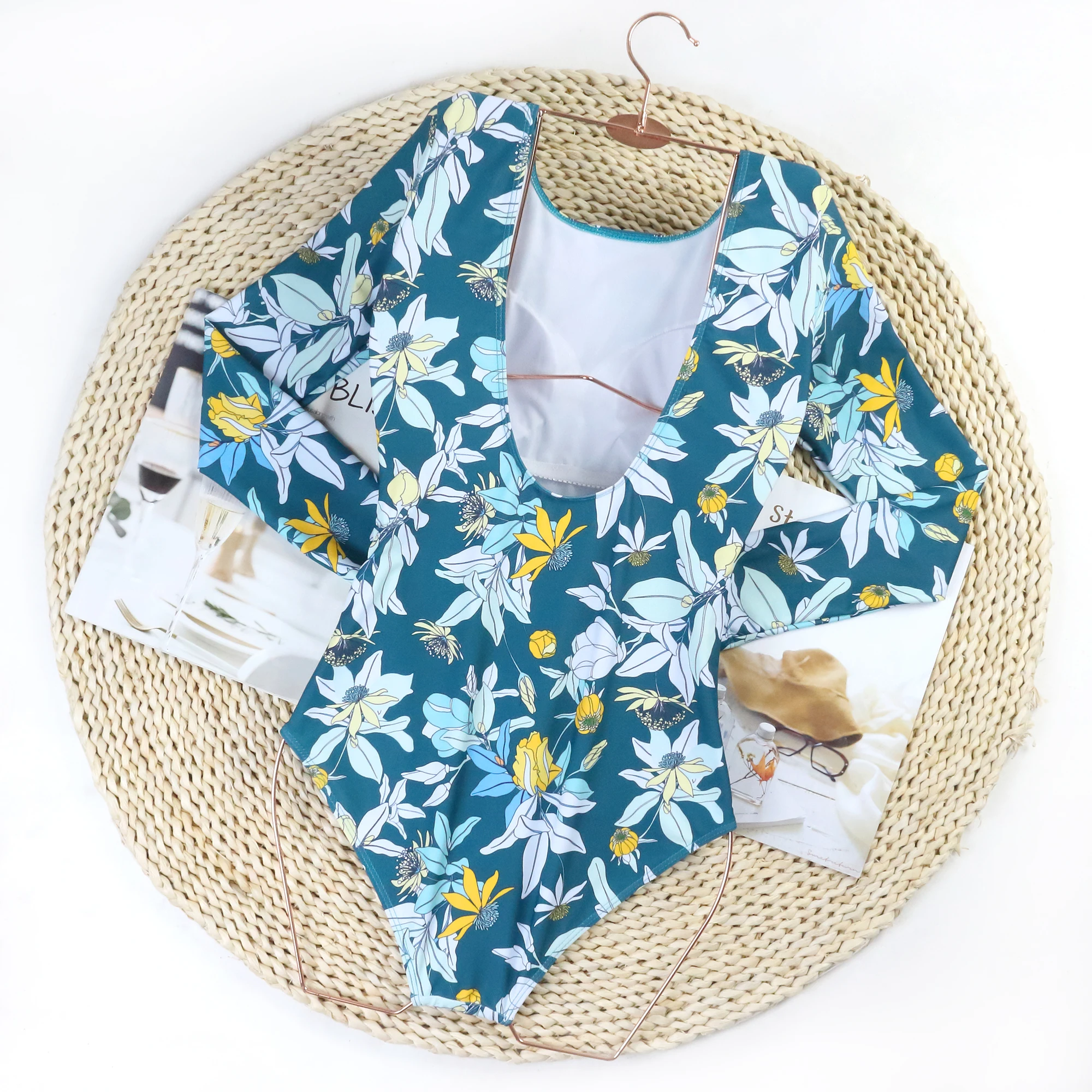 Bikini de una pieza, traje de baño 2025, traje de baño sin espalda para mujer, traje de baño Floral, ropa de playa, Monokini, trajes de baño para mujer