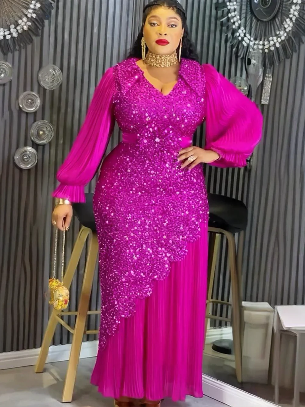 فساتين أفريقية أنيقة للنساء مقاس كبير ترتر للحفلات المسائية فستان طويل Dashiki أنقرة تركيا ملابس رداء الملابس الأفريقية