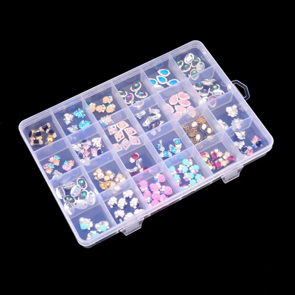 24 Slots Plastic Storage Jewelry Box Compartment Adjustable Container For Bead Earring Box For Jewelry Rectangle Box 13.5x19.5cm