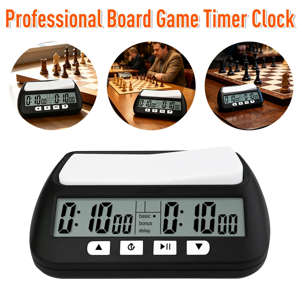 Professional Board Game Timer Count Up Down Board Game Stopwatch Portable Chess Clock Timers for International Chess Table Games