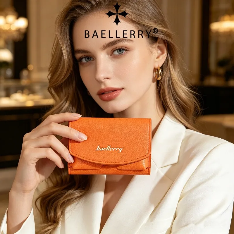 Baellery Damen Mini Multifunktionale Japanische Kurze Münzbörse Dreifach Gefaltete Harte Münzgeldbörse Kompakte Wechselgeldbörse für Frauen