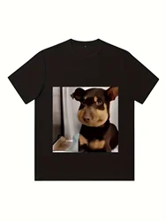 Funny Dog Stung By A Bee Print T Shirt, Tees For Men, Casual Short Sleeve T-shirt For Summer