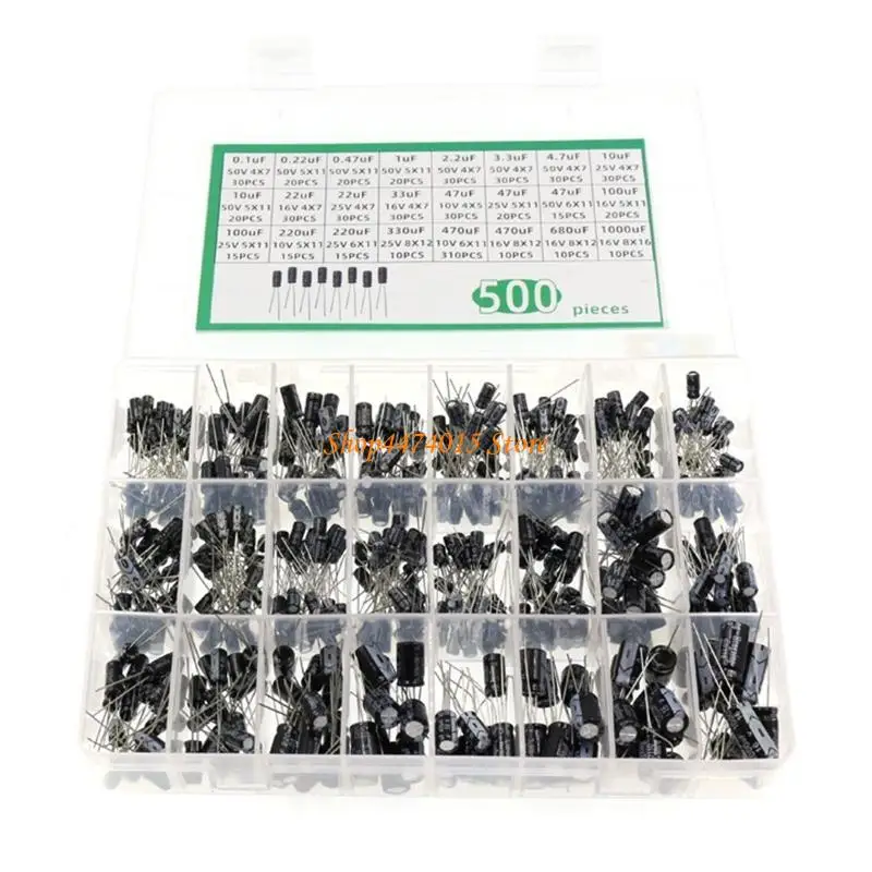 

K1AA 500pcs/lot 0,1 UF-1000UF 24 Values Алюминий 16-50 В смеси Электролитический конденсатор комплект