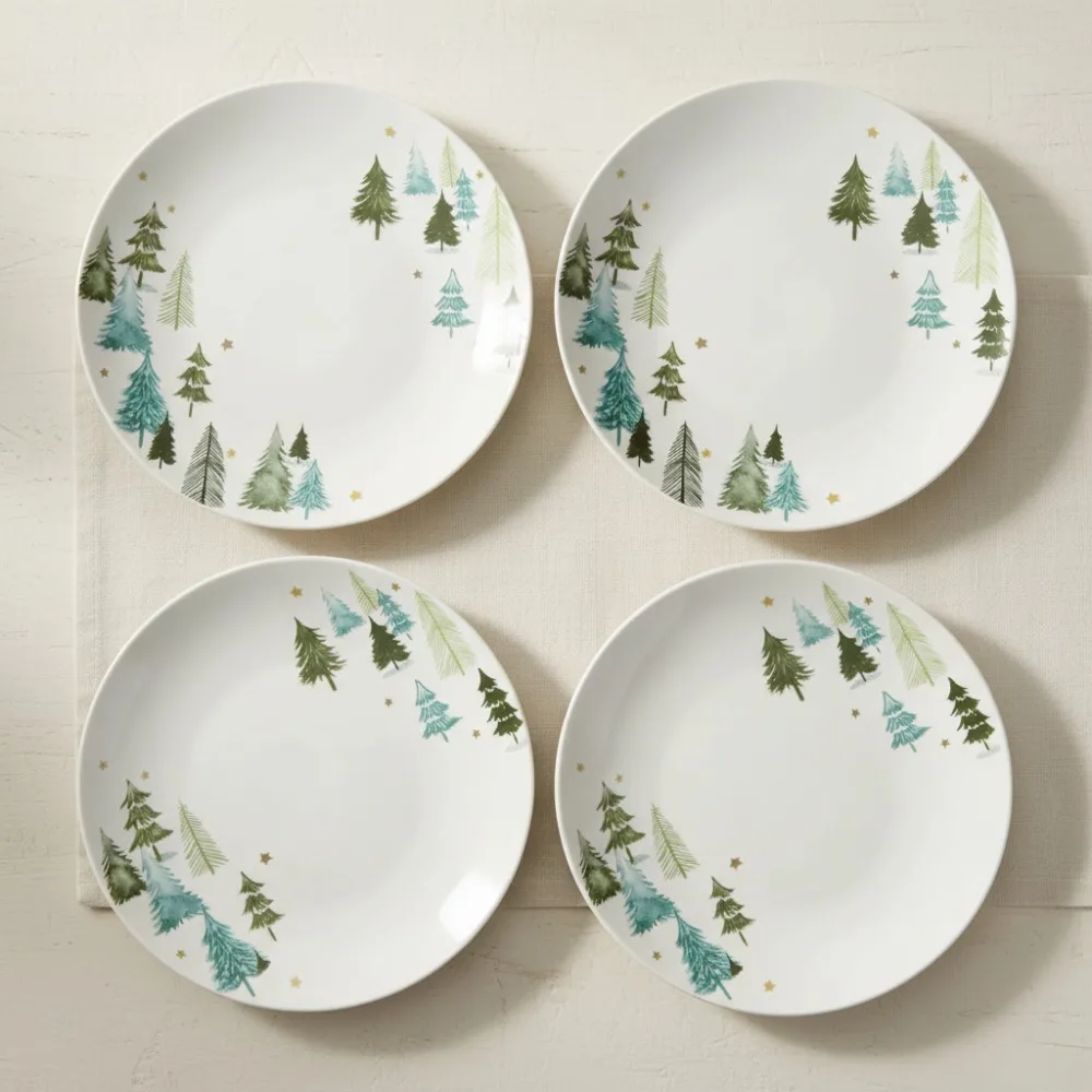 

Элегантный набор зеленых обеденных тарелок из 4 предметов с золотыми акцентами, идеально подходящий для праздника и праздничных встреч