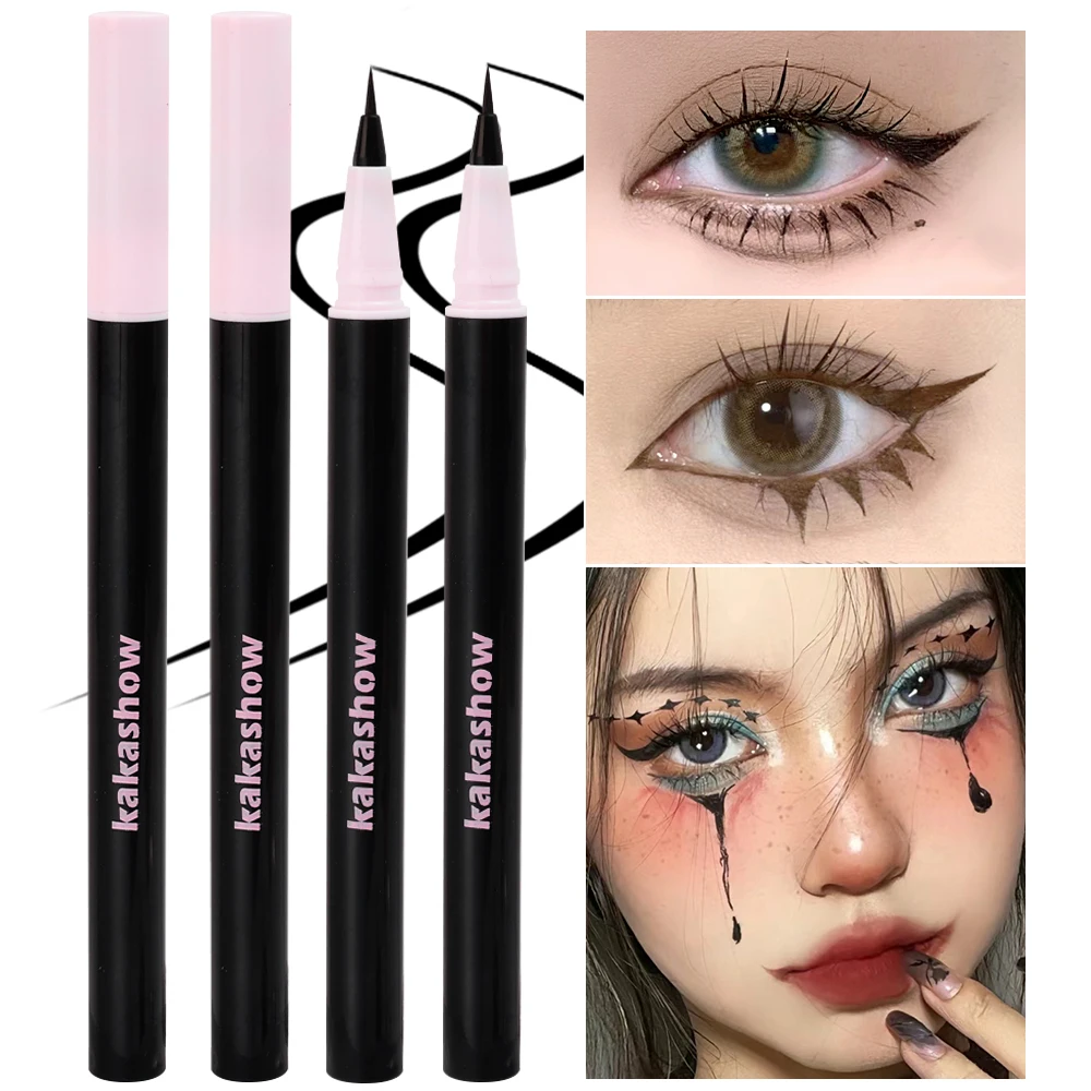 Penna per Eyeliner liscia Ultra-Fine 0.05mm fodera per occhi liquida marrone nero a prova di sbavature facile da indossare senza trucco rinforzante marrone in fiore