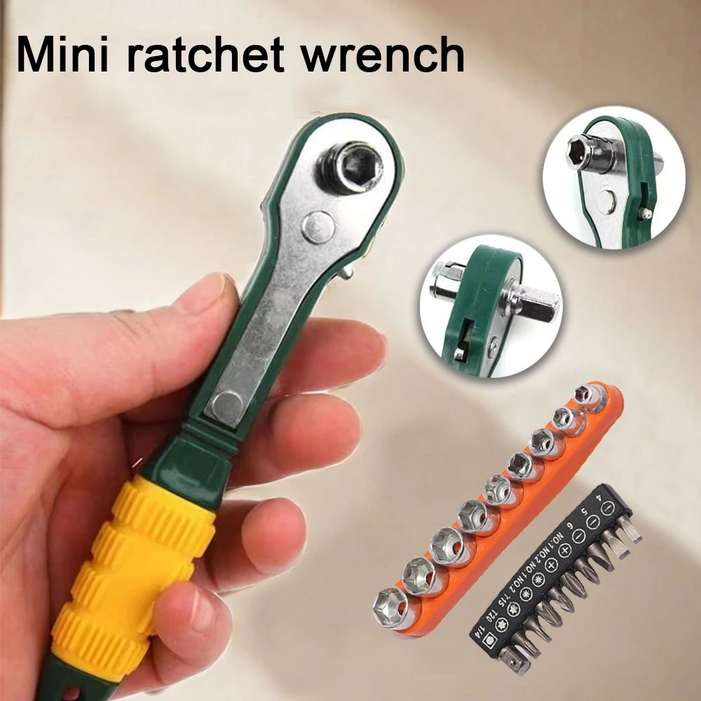 New Steel Ratchet Screwdriver L-shaped Adjustable Turning Wrench Durable Mini Right Angle Screwdriver Home