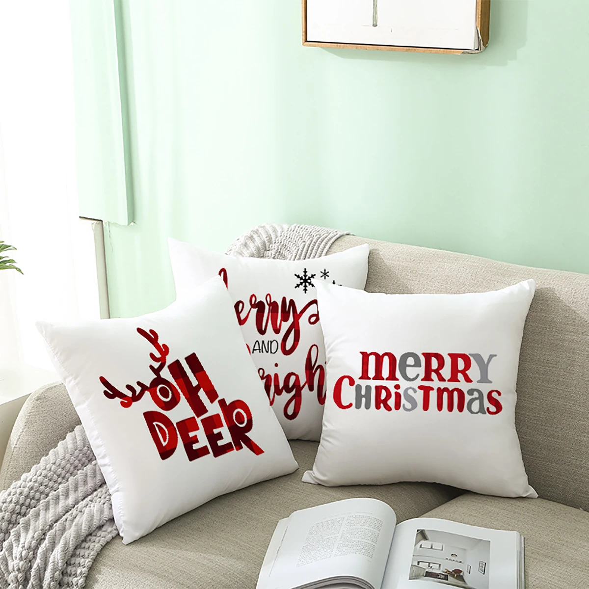 45cm Merry Christmas Cushion Cover Pillowcase 2023 Christmas Decorations for Home Ornament Happy New Year Christmas Decor