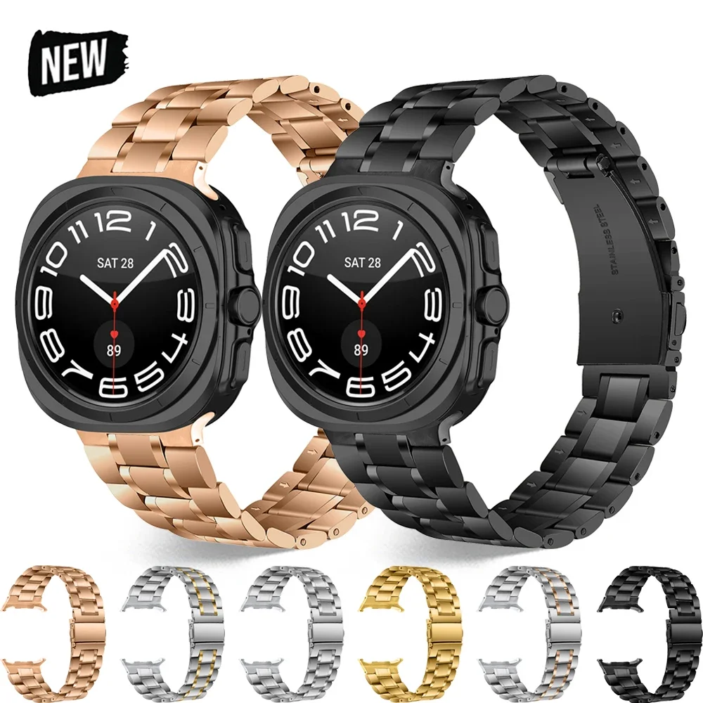 

No Gaps Stainless Steel Strap for Samsung Galaxy Ultra 47 Luxury Bracelet for GALAXY watch 47MM ultra Men Band Curved End Correa