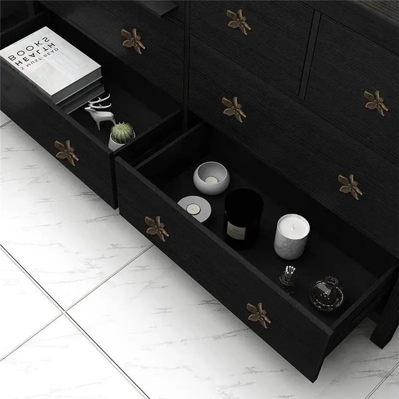 AEE2-Flower Drawer Knobs Petal Cabinet Knobs Dresser Knobs Furniture Drawer Pulls Handles For Wardrobe Door Pulls