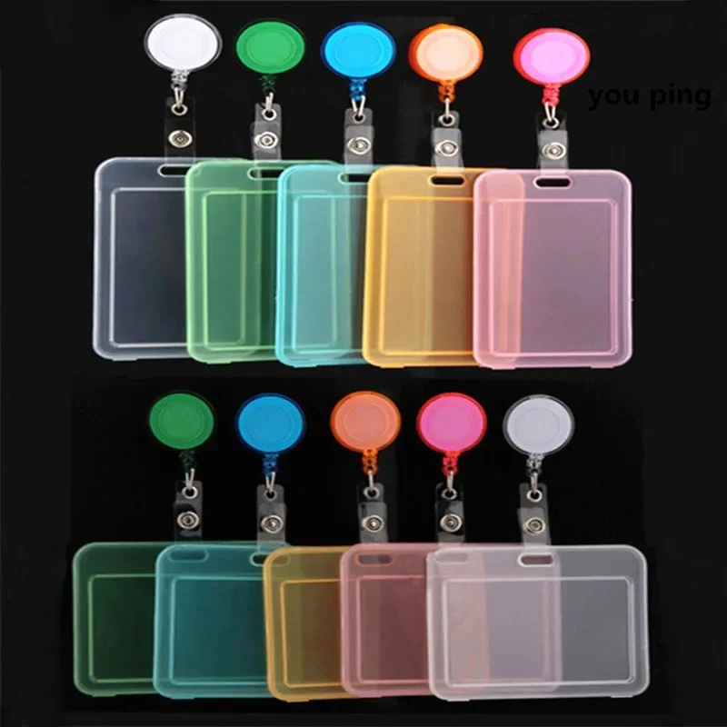1-3pcs 5Color Transparent Card Cover Women Men Student Bus Card Retractable Pull Badge Holder Business Credit Cards Bank ID Card