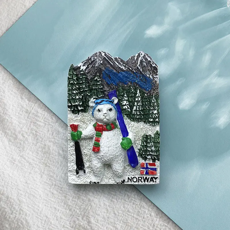 

Norway Cute Anthropomorphic Skiing Bear Personality Creative Refrigerator Magnet High-Value Hot-Selling Travel Souvenir