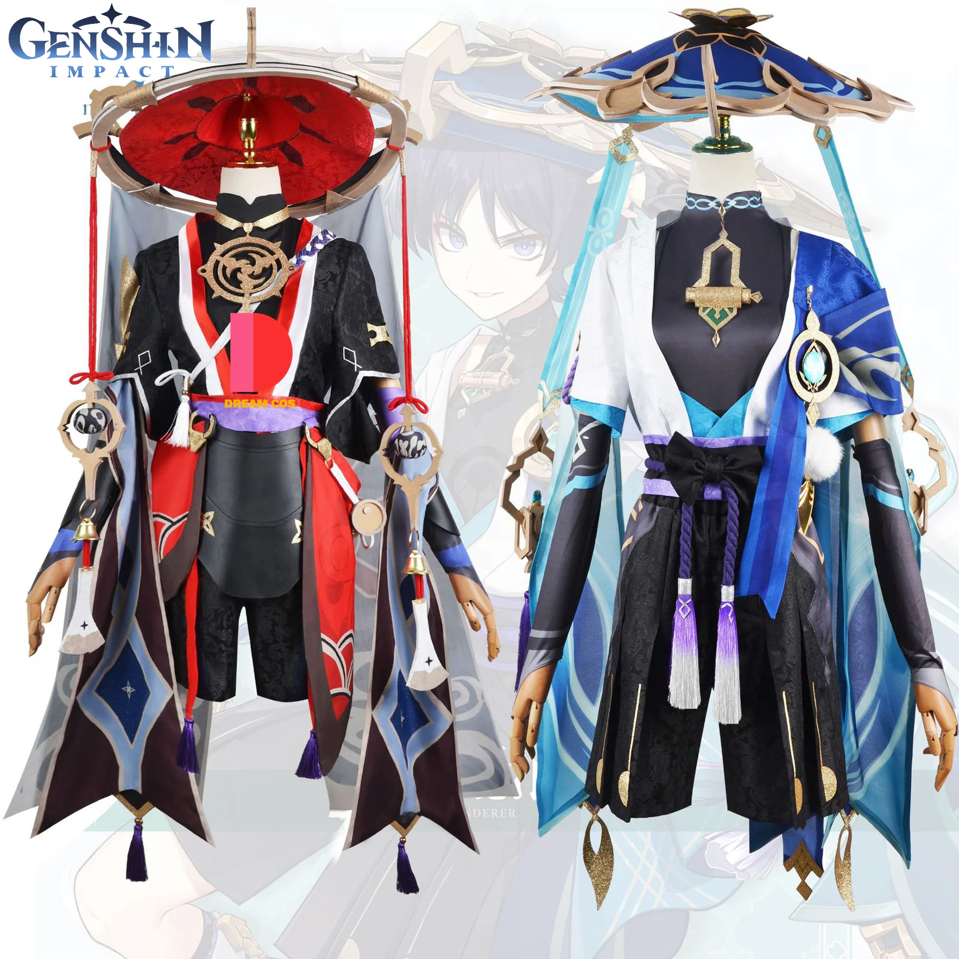 

Genshin Impact Wanderer Scaramouche Cosplay Costume Full Set Anime Game Outfit High Quality for Men Fans Halloween Party Even