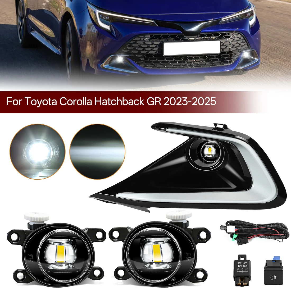

Car LED Fog Light Kit For Toyota Corolla Hatchback FX SE XSE 2023-2026 Front Bumper Daytime Running Light Fog Driving Light 12V