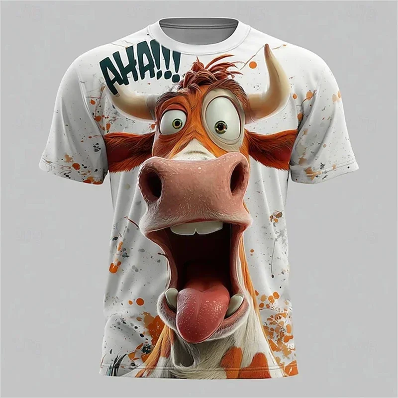 Men's Summer 3D Animal Print T-Shirt, O-Neck 3D Print Tee, Exaggerated Design Street Casual T-Shirt, Unisex T-Shirt