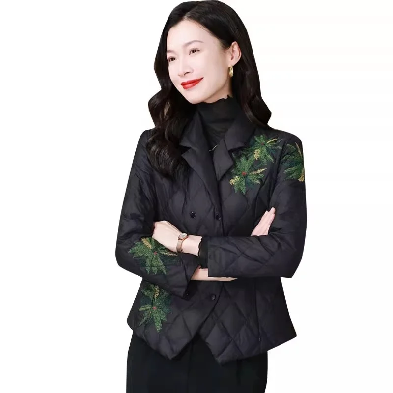 Suit Collar Down Cotton Jacket,Autumn Winter Mom's Loose Casual , Lightweight And Slim Fit Coat For Women Elegant w1591