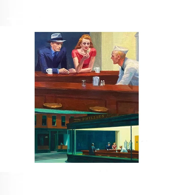 Edward Hopper, Nighthawks, 1942, Art Print Canvas Poster, Living Room Decor, Home Wall Picture