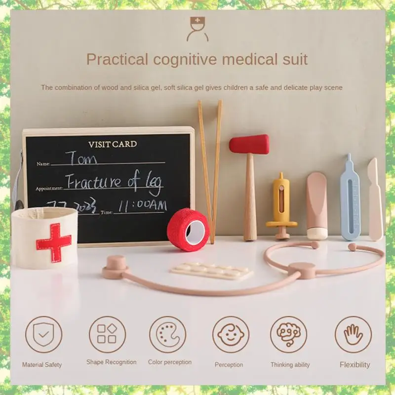 Kit di giochi di ruolo ecologici per bambini - Giochi educativi per ragazze come mostrato Stetoscopio per bambini in legno