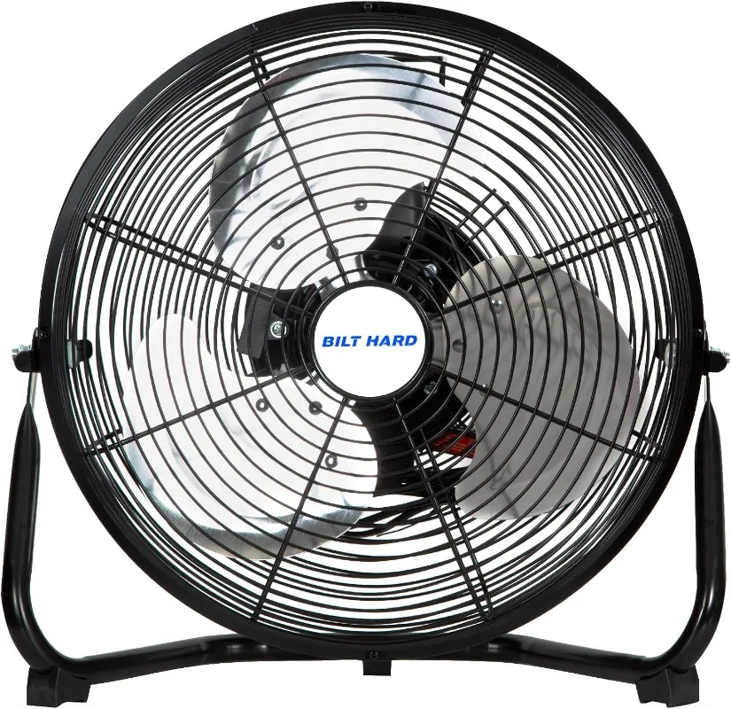

12 in. High Velocity Heavy Duty Metal Floor Fan, 3 Speeds 1680 CFM Powerful Airflow Fan with 180-Degree Tilt for Bedroom