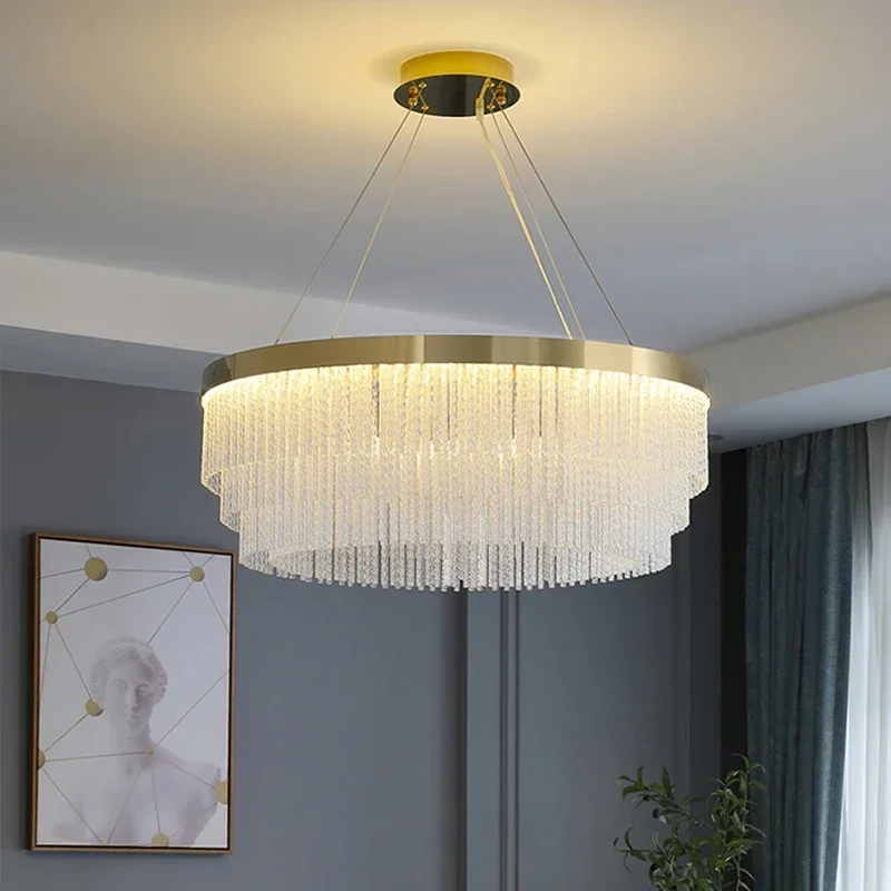 

YECTSKI Nordic Lamp Main Living Room Postmodern Light Luxury High-End Bedroom Lamp Atmospheric Home Restaurant Crystal Pendant L